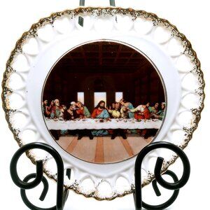 Vintage G&C Japan Last Supper Design Plate 7"Hand Painted Fine China Decor 1972